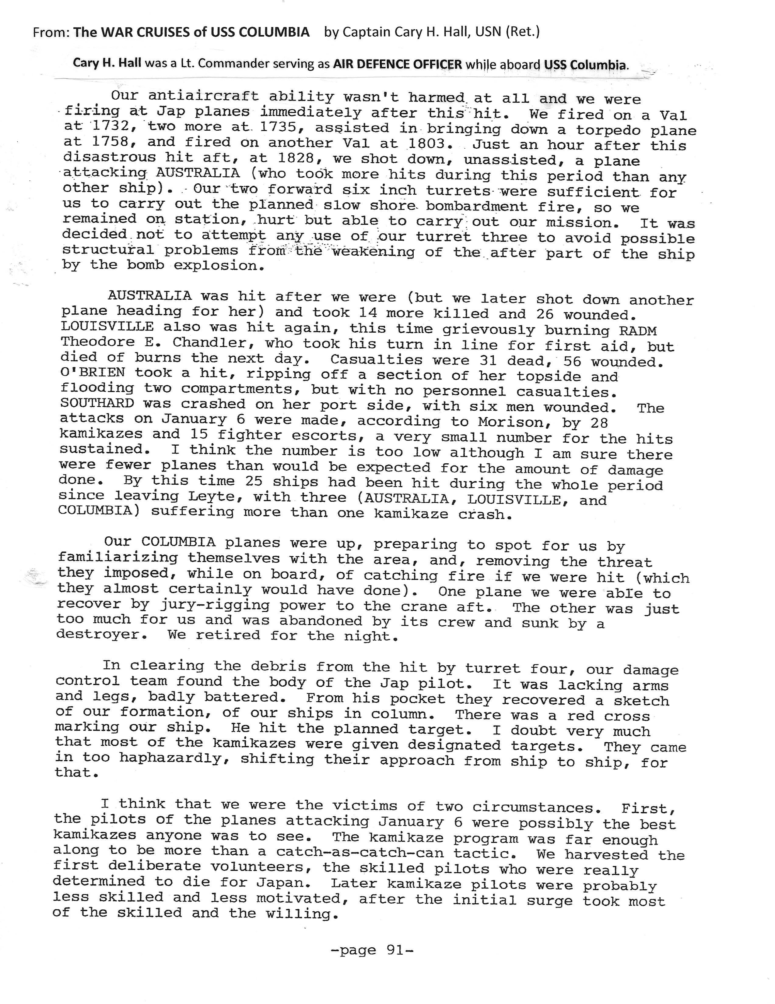 2nd kamikaze hit January 6, 1945 sheet 12