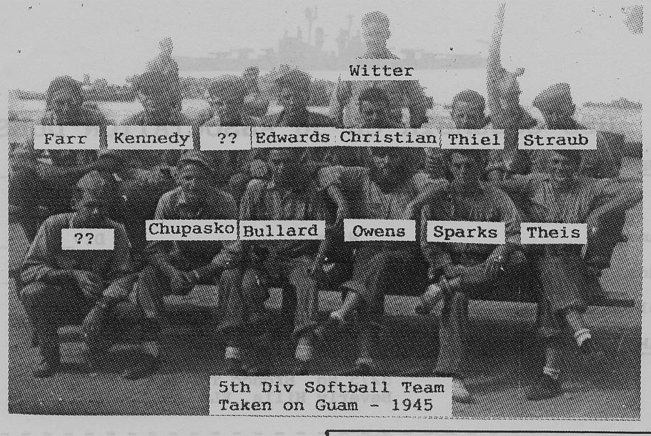 5th Division softball team in Guam 1945