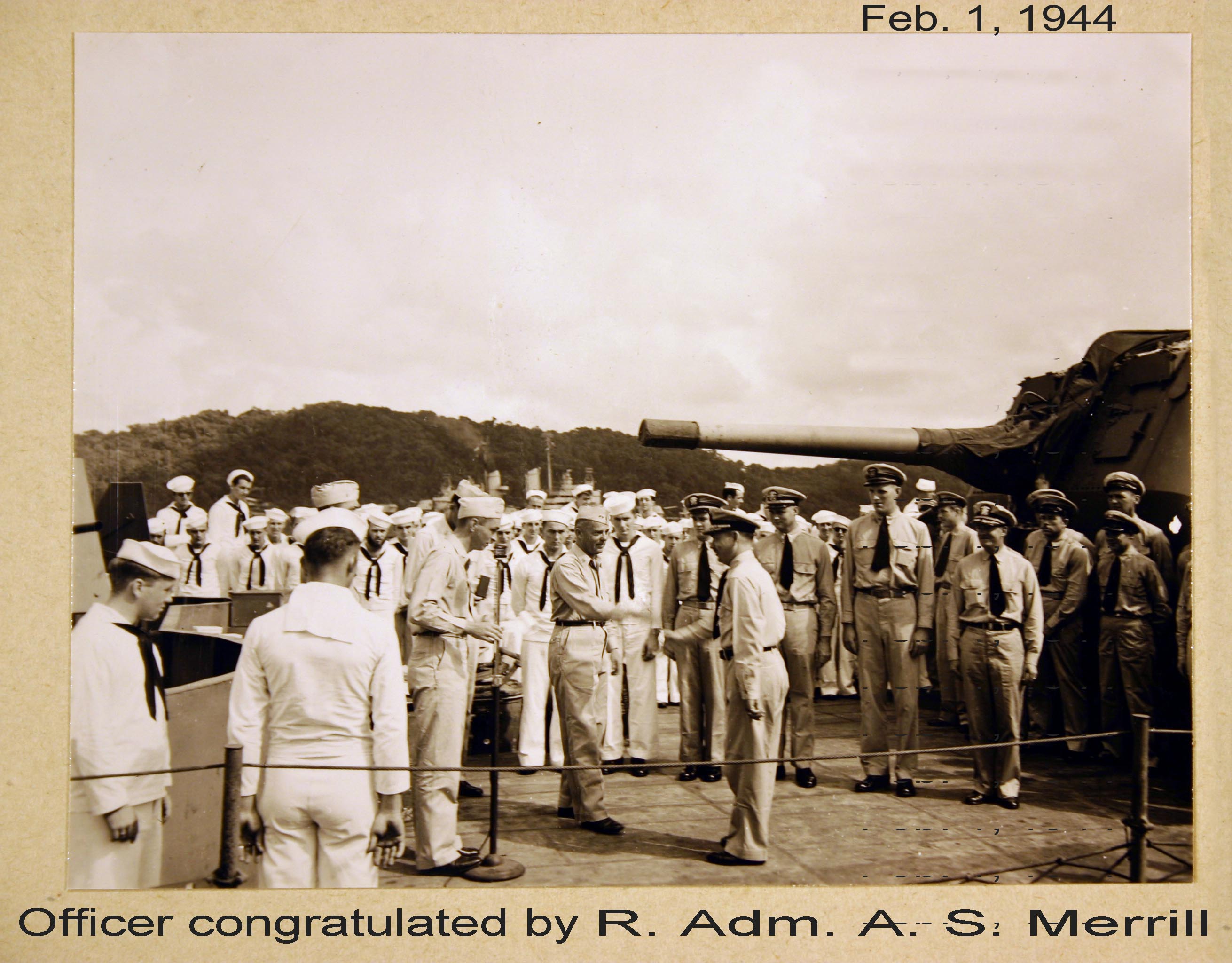 Picture of Officers being congratulated Feb. 1, 1944